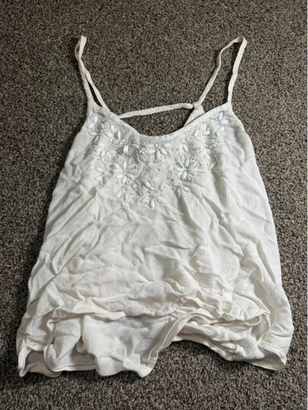 Abercrombie & Fitch Women’s XS White Lace Cami Tank Top Ruffle Y2K Babydoll